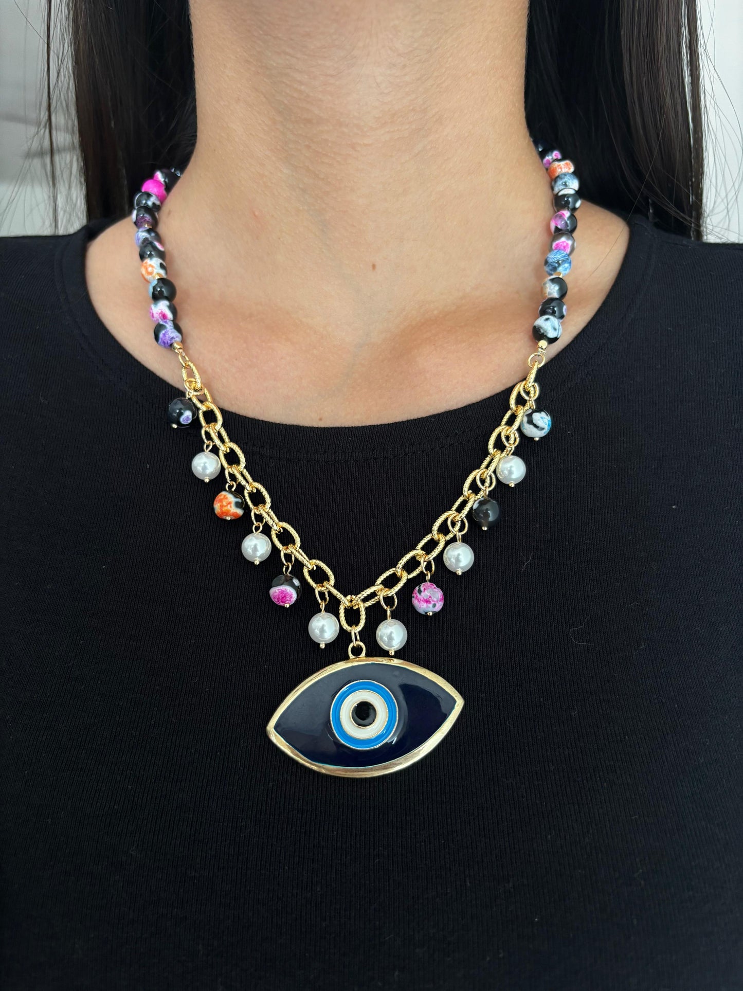 Collar ágata teñida
